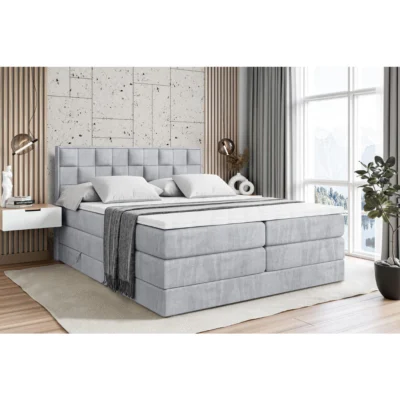 ALTDECOR Boxspringbett ZAFIRA - BZ KING in Hellgrau, Liegefläche 120x200 cm – Bonellfederkern